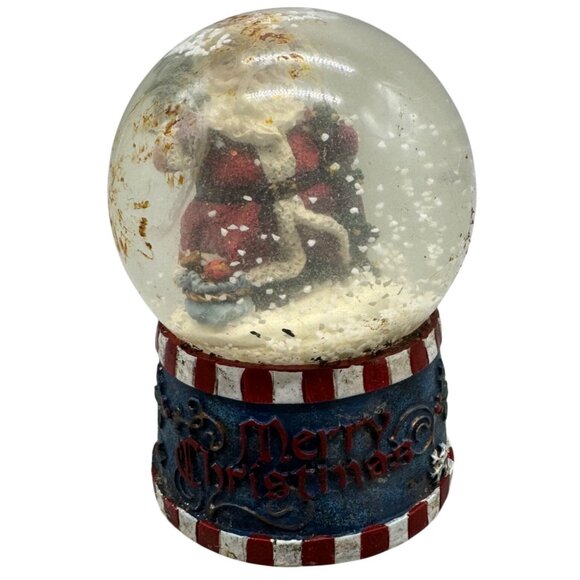 Unknown Other - Vintage Santa Claus Christmas Snow Globe with Blue & Red Base 6" Tall READ